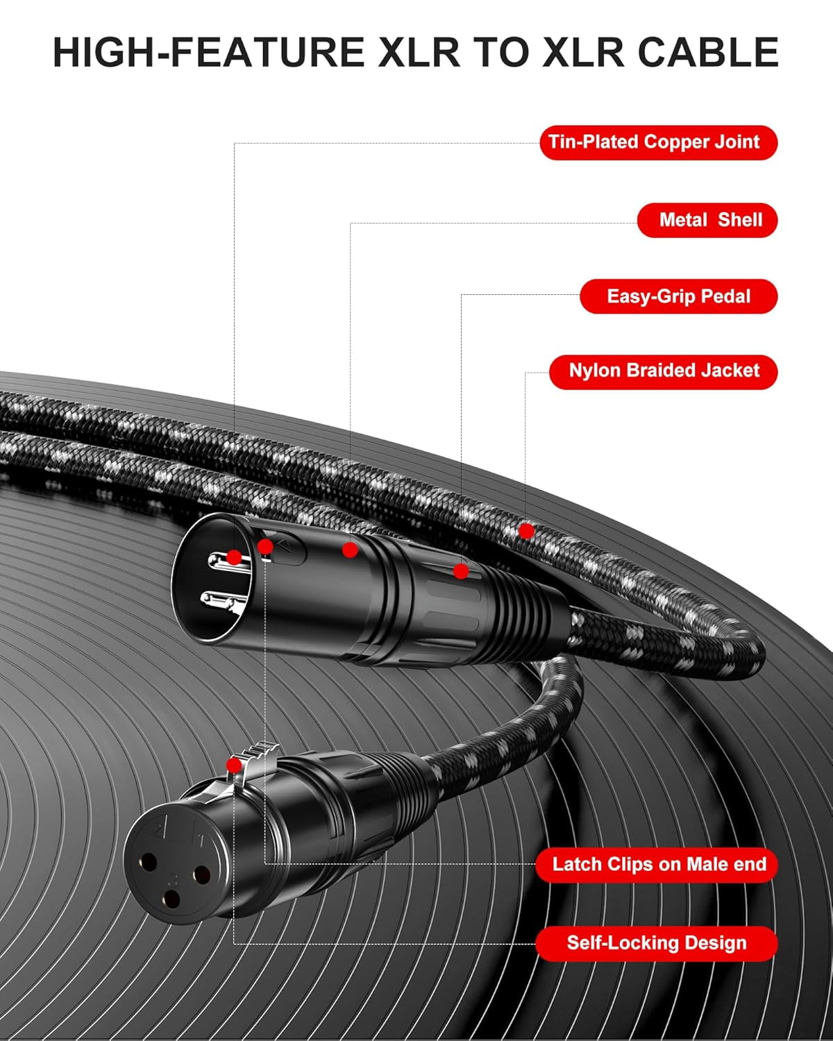 3.5mm to XLR Cable 10FT, Aux Male to XLR Female Microphone Cable, XLR to 3.5mm Cable Compatible with iPhone, iPod, Tablet, Laptop, Microphone, Amplifier, Audio Board