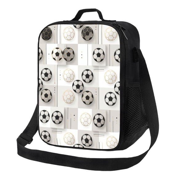Soccer Ball Insulated Lunch Bag For Women & Men, Reusable Leak-Proof Lunch Box With Cooler Compartment, Lunch Tote For Adults Work Travel Picnic