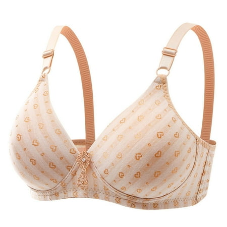 WREESH Push-Up Bra Full-Figure Bra Women Large Size Comfort Print Breathable Underwear Bras Plunge Bra Underwear Beige