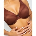 thumbnail image 4 of Women's Curvy Couture 1310 Sheer Mesh Plunge Push Up Underwire Bra (Chocolate 40C), 4 of 4