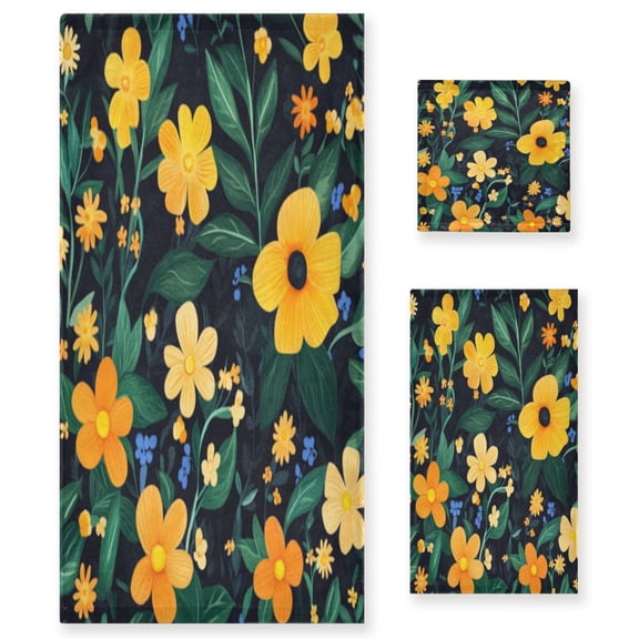 Three-Piece Towel Set Face Towel Towel Set Hand Towel Bath Towel Cotton Bath Towels Bath Towel Sets Hand Bath Towels Pretty Flowers1