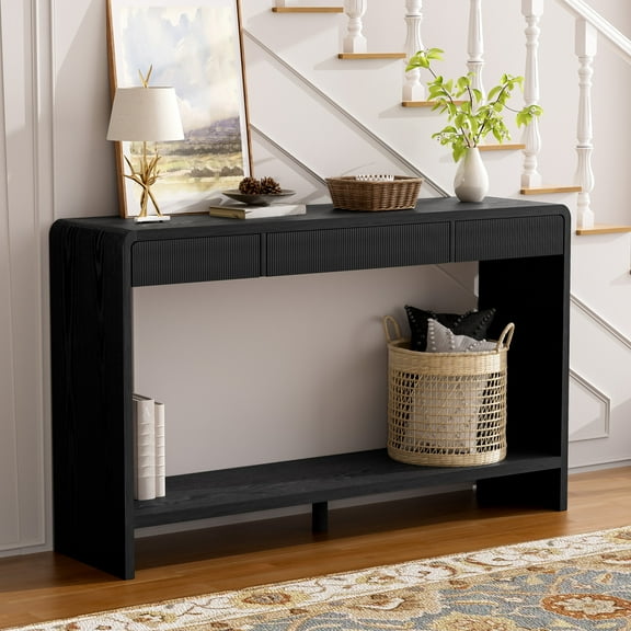 Christopher Knight Home Modern 3-Drawer Console Table with Storage Cabinet, Wood Frame, Black