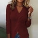 thumbnail image 1 of HongQid Women Fall Tops V-Neck Sweater Knit Wrap Tops for Women Slim Fit Pullover, 1 of 3