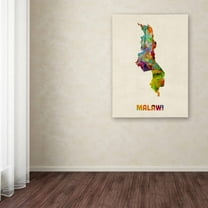 Trademark Fine Art "Malawi Watercolor Map" Canvas Art by Michael Tompsett