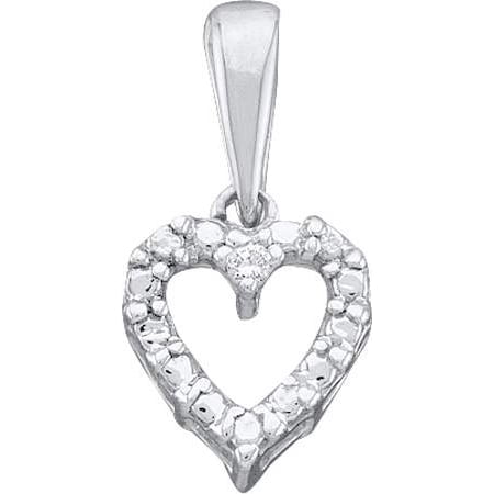 14K White Gold 0.01ctw Elegant Pave Diamond Ladies Heart Fashion Pendant