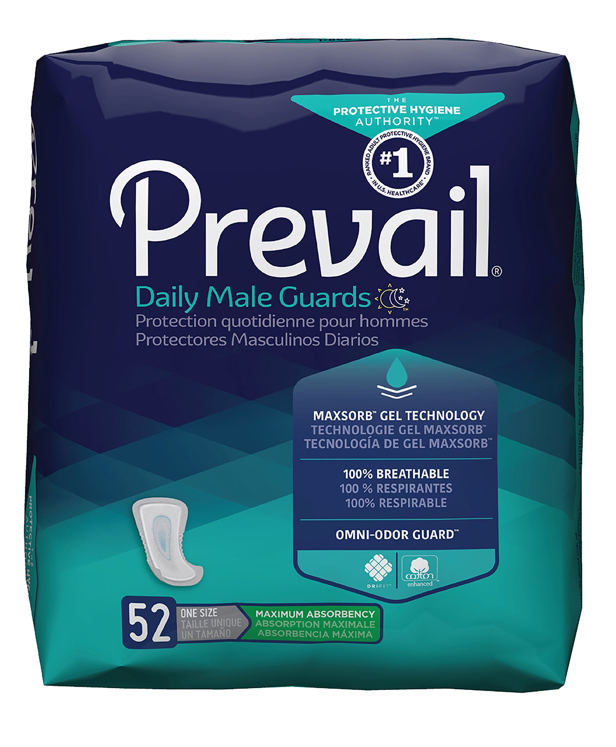 Prevail Daily Male Guards Male Incontinent Pad 12.5" L Contoured PV811