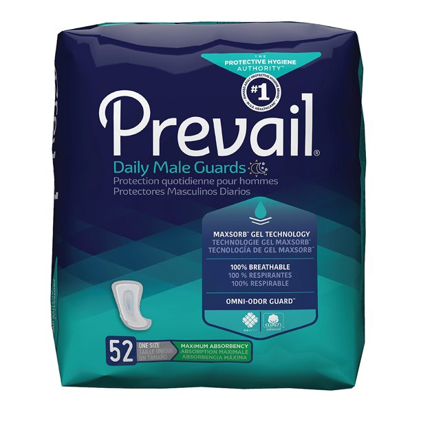 Prevail Daily Male Guards Male Incontinent Pad 12.5" L Contoured PV811