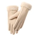 thumbnail image 4 of Bmisegm Winter Gloves Women Winter Ski Inner Lined Outdoor Cycling Knitted Wool Rabbit Lined Thickened Touchscreen Warm Mittens Beige, 4 of 4