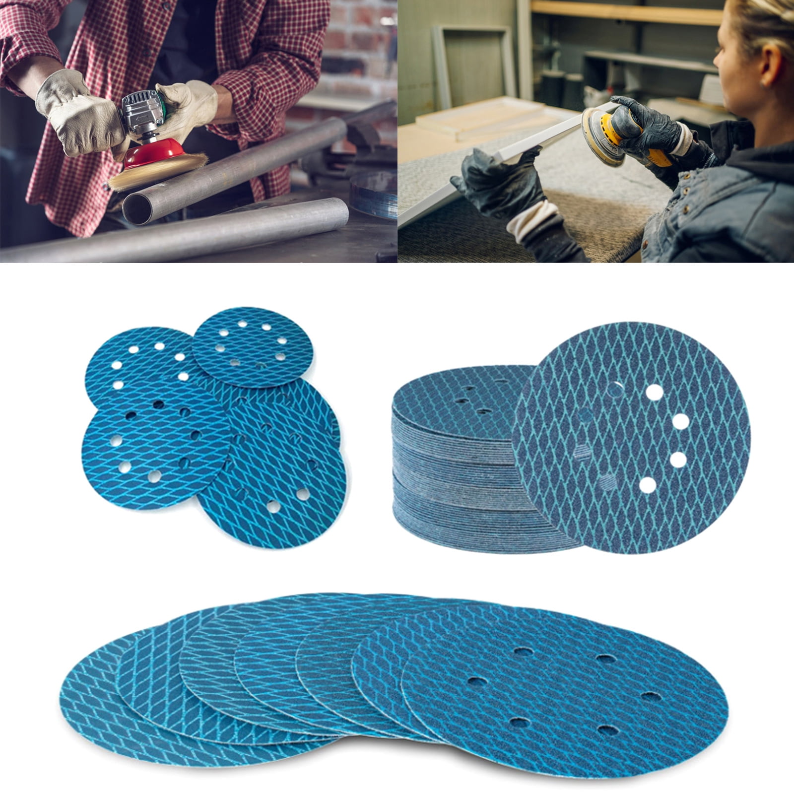 100Pcs 5inch 8 Hole Sanding Disc 125mm Orbital Sander Sandpaper Abrasive Tool For Rhombus Sanding Disc Replacement