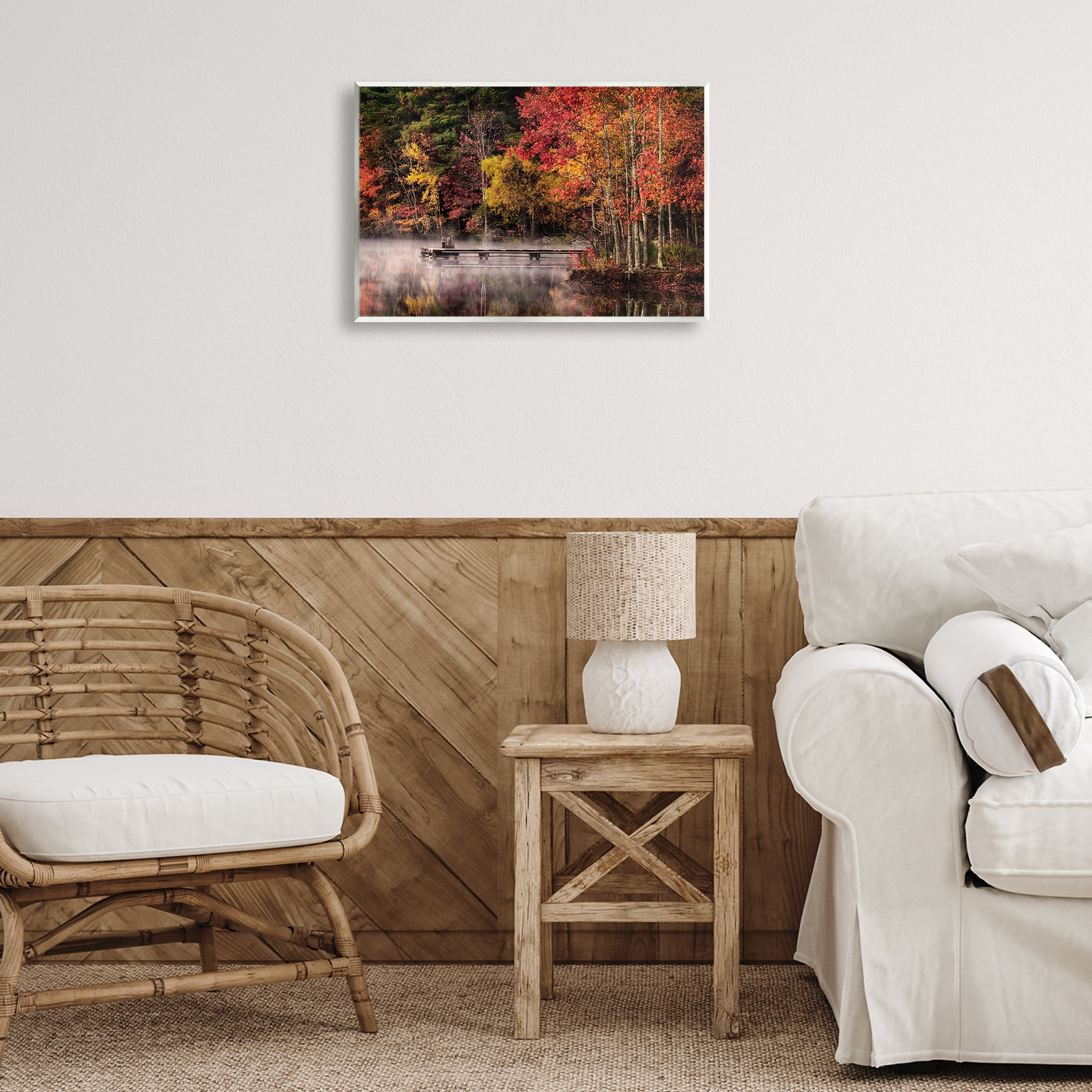 Stupell Industries Autumn Dock Landscape Landscape & Nature Photography Unframed Art Print Wall Art, 19 x 13