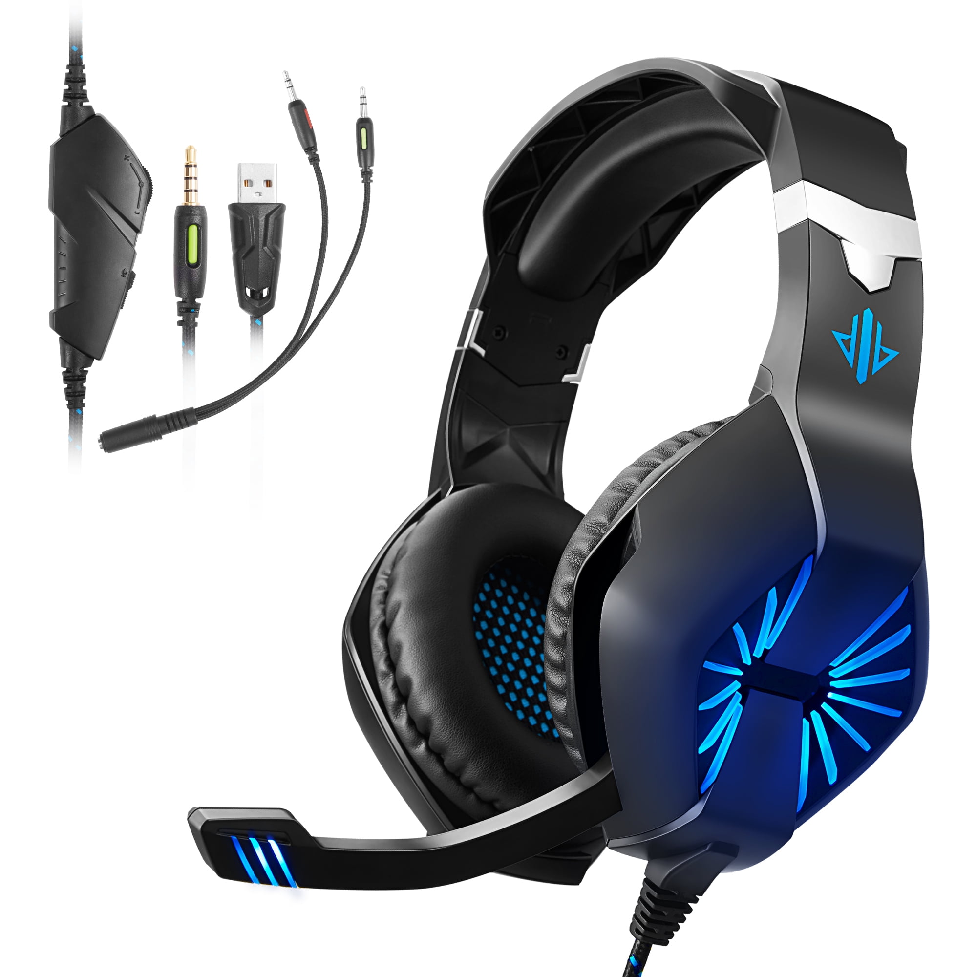 Onregelmatigheden Koel rivaal ODDGOD Gaming Headset PS4 Headset with Mic, Surround Sound & LED Light Xbox  One Headset, Gaming headphones PC Headset with Noise Canceling for PS4, PC,  Mac, Xbox One (Adapter Not Included) -