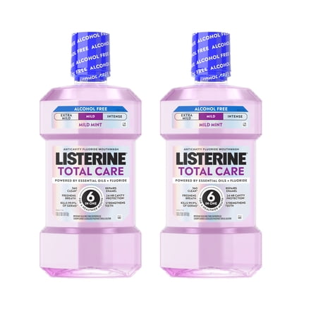 Listerine Total Care Alcohol-Free Mild Mouthwash/Mouth Rinse, Mild Mint, 1 L X 2