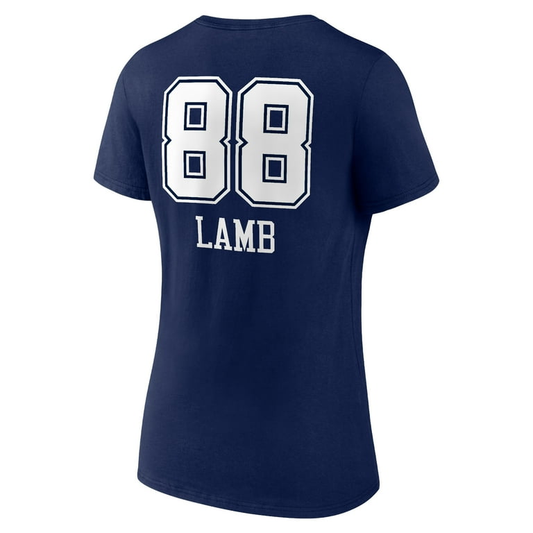 Women s Fanatics Branded CeeDee Lamb Navy Dallas Cowboys Team Wordmark Player Name Number V Neck T Shirt