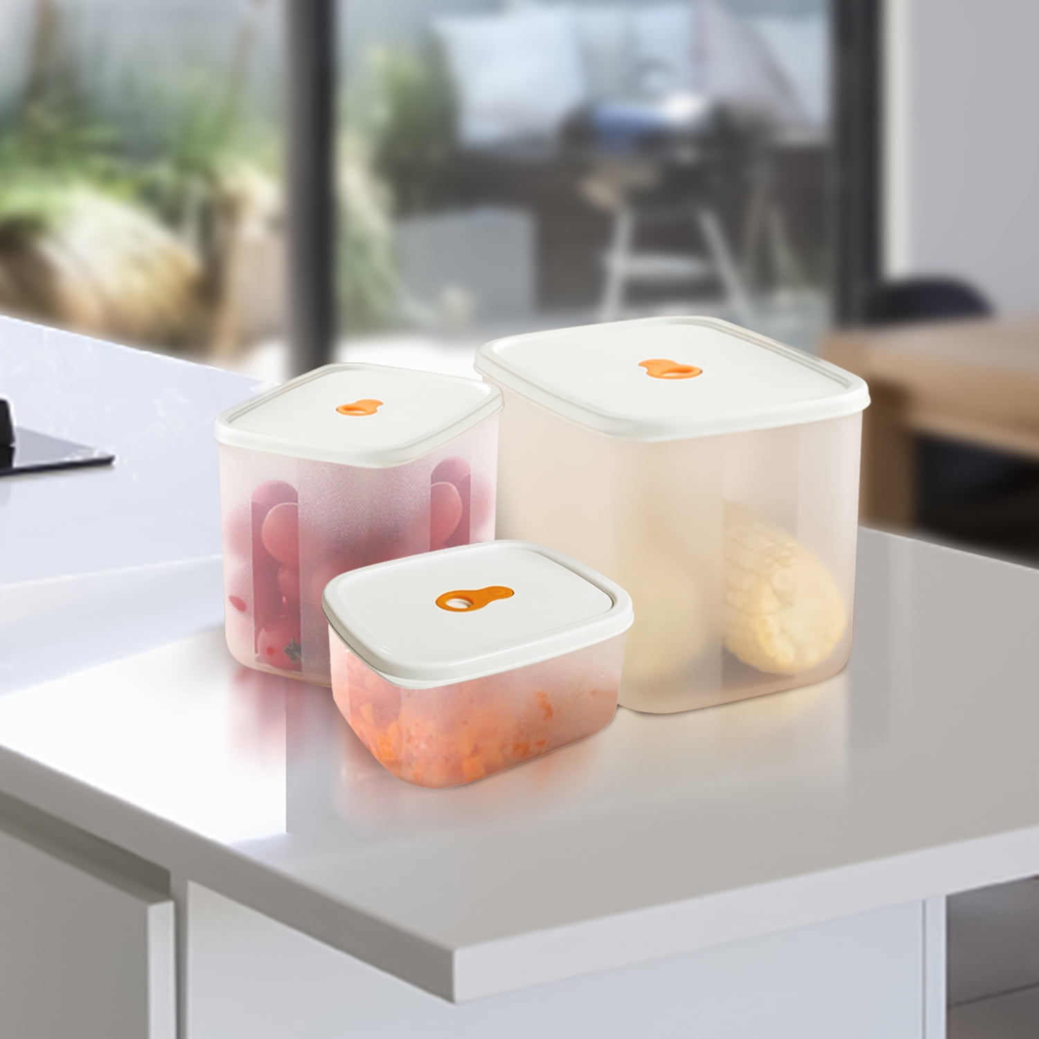 Howarmer 3 Piece Plastic Airtight Food Storage Containers with Lids and