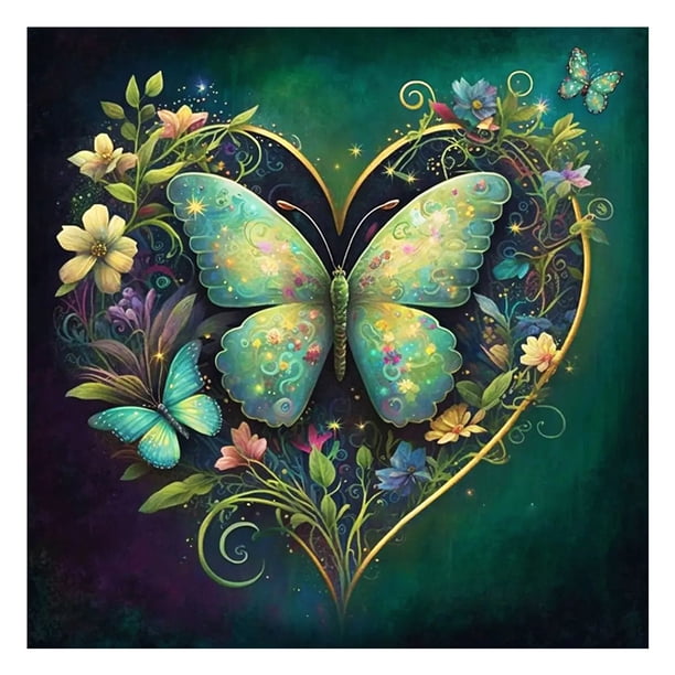 Kit Punto Cruz Con Corazón Impreso Hilo Algodón Ecológico Bordado 11CT 55x55cm