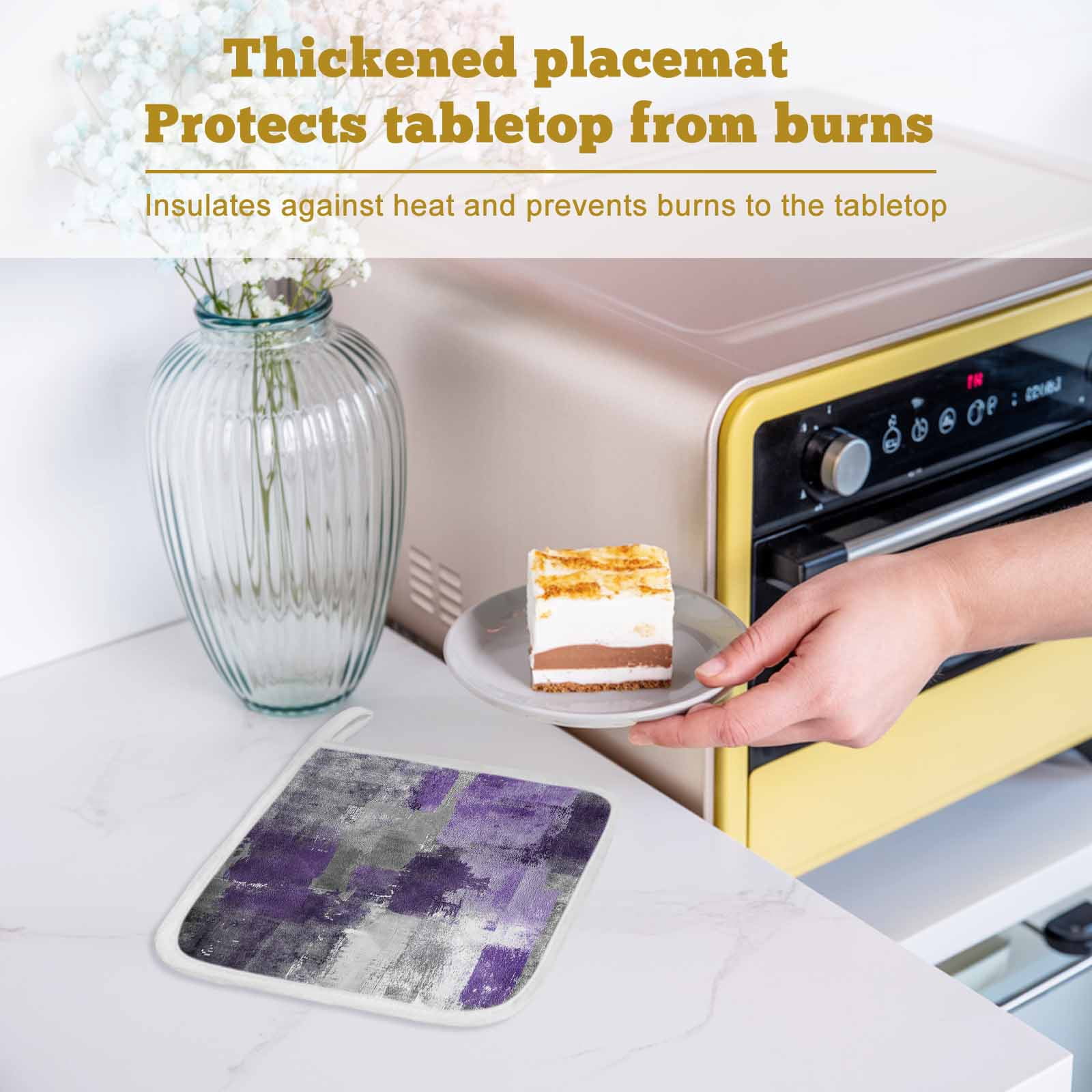 Purple Grey Pot Holders for Kitchen Heatproof Potholder, 3 Pack Modern Oil Painted Abstract Art Aesthetics Hot Pads Multipurpose Oven Pads Cloth Potholders Trivet for Cooking Baking