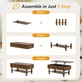 thumbnail image 4 of YOCWO Wood Roman Column Lift Top Coffee Table with Storage, Fluted Rectangle Coffee Table with Hidden Compartments for Living Room, Walnut, 4 of 8