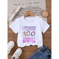 thumbnail image 1 of Fancy' Printed Crew Neck T-Shirt For Boys and Girls Back-To-School Season Short Sleeve T-Shirt Top For Toddlers, 1 of 6
