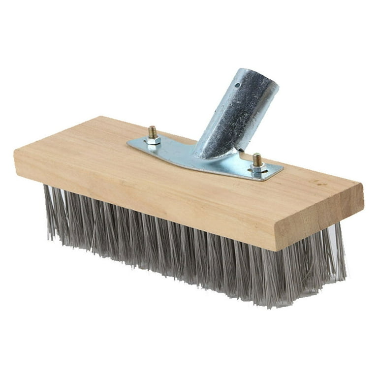 Hard Steel Wire Deck Wire Brush Head for Removing Rough Surface Dirt,  Scrubbing Stains on Concrete, Cleaning Outdoor Decks, Garages, Pools,  Grout
