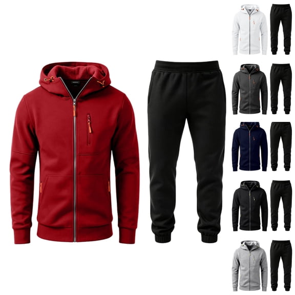 HAJWOH Men's 2 Piece Set Casual Jogging Tracksuits Full Zip Hoodies and Drawstring Sweatpant Set Lounge Sweat Suits