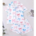 thumbnail image 5 of PNTUTB Pajama Set for Women Short-Sleeve Top and Shorts Printed Set Casual Collared Button-Down Cardigan Milk Silk Pajama Set, 5 of 6