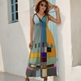 thumbnail image 5 of Mondrian Womens Night Club Maxi Dress V Neck Sleeveless Bohemia Long Dresses, 5 of 9