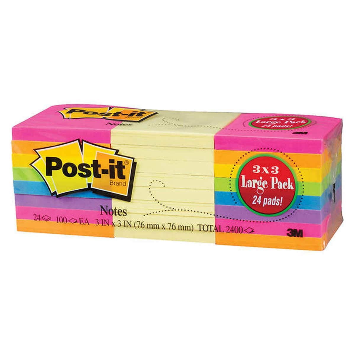 Post it Brand 3M 3x3 Large Pack 24 Pad Stick Notes