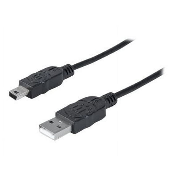 Manhattan USB 2.0 Cable - USB Type-A Male to USB Mini-B Male, 480 Mbps, 6 ft., Black