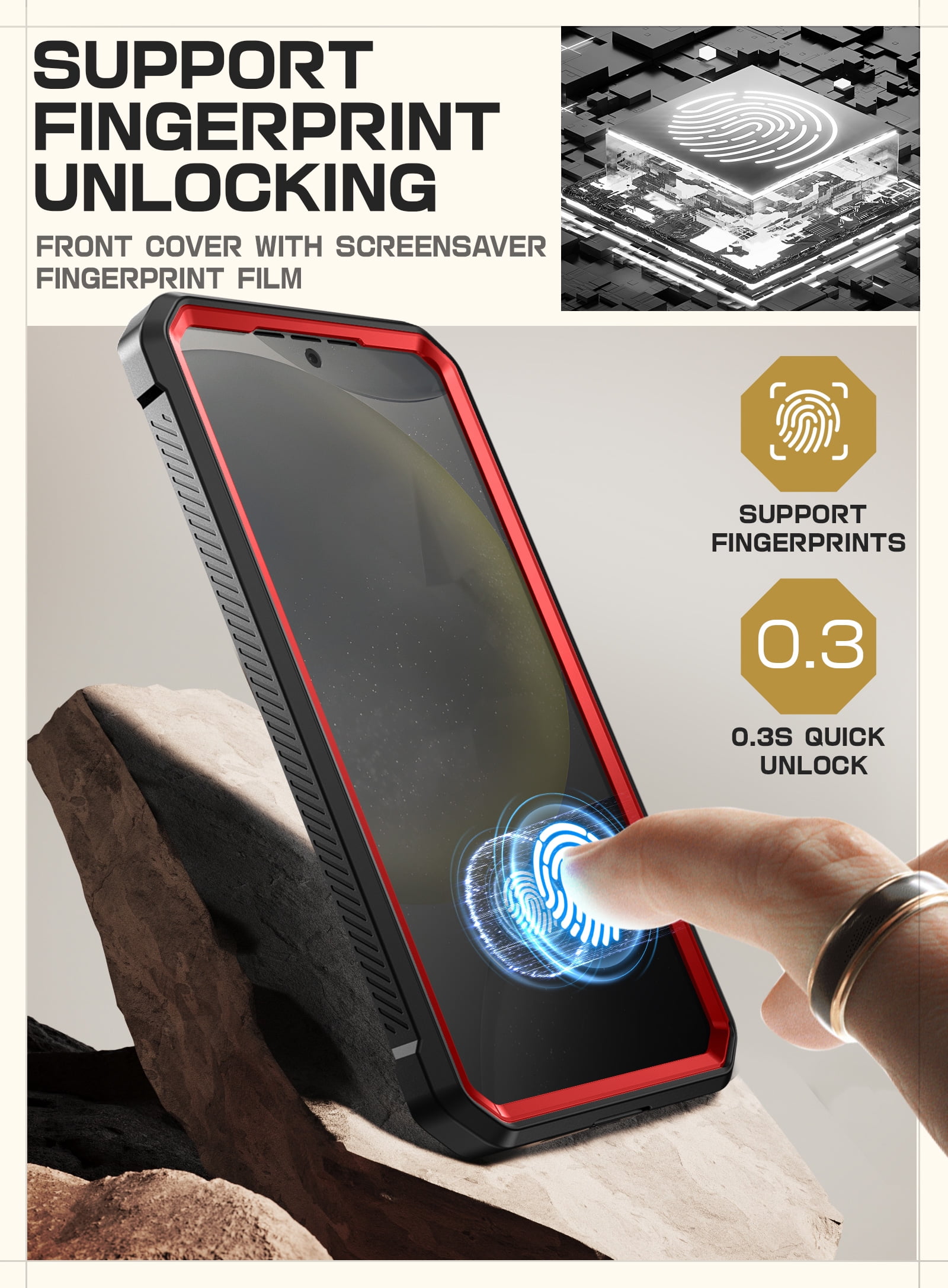 SUPCASE for Samsung Galaxy S25 Case with Stand, [Unicorn Beetle Pro] [2 Front Frames] [Built-in Screen Protector & Belt-Clip] Military-Grade Protection Phone Case Cover for Galaxy S25, Ruddy