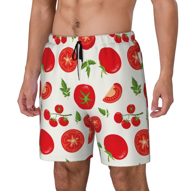 Fotbe Fresh Red Tomato Traje de Baño para Hombre – Shorts de Natación de Secado Rápido con Forro y Bolsillos-X-Large