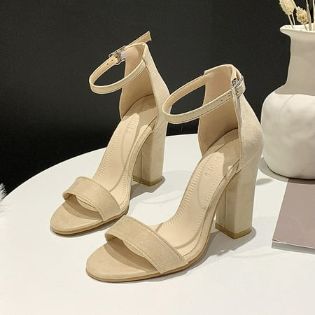 

Women Fashion Spring And Summer Thick Heel Sandals High-Heel Suede Open Toe