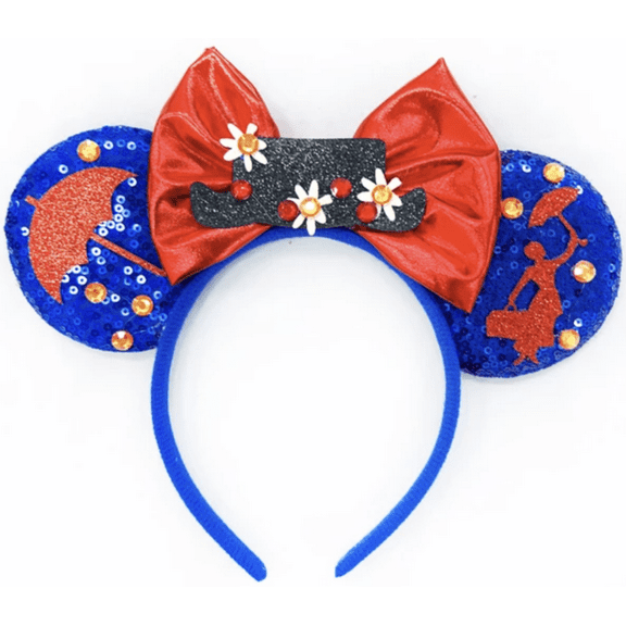 Blue Sequin Mickey Minnie Ears Headband / Minnie Inspired Princess Ears / Minnie Headband