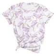 thumbnail image 3 of LUOGENLI T-shirts pour Femme pour Femmes à Imprimé Floral Col Rond Manches Courtes T-Shirt pour Femmes Printemps Été Haut Décontracté 4xlt T-shirts pour Femmes T-shirts Graphiques Saint-Valentin Violet Pâle TG, 3 of 3