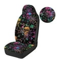 thumbnail image 4 of Uorisanigo 2 Pack Front Seat Covers – Colorful Spiderweb Skull Car Seat Protectors Premium Coral Fleece Cloth for Ultimate Comfort & Protection, Universal Fit for Most Cars SUVs Trucks, 4 of 7