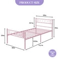 thumbnail image 1 of Yeshouse estructura de cama individual de metal con cabecero y piecero de diseño de corazón, plataforma con listones resistentes, espacio de almacenamiento bajo la cama, no requiere somier, 1 of 7