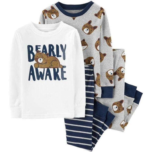 Carter's Toddler Boy Carter's 4Piece Bear Snug Fit Pajama Set Brown