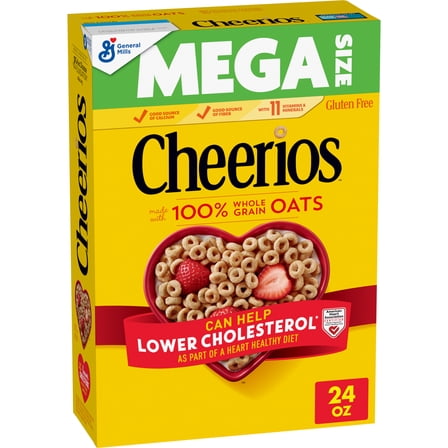 Cheerios Heart Healthy Cereal, Heart Shapes, Affirmations Box, Mega Size, 24 oz