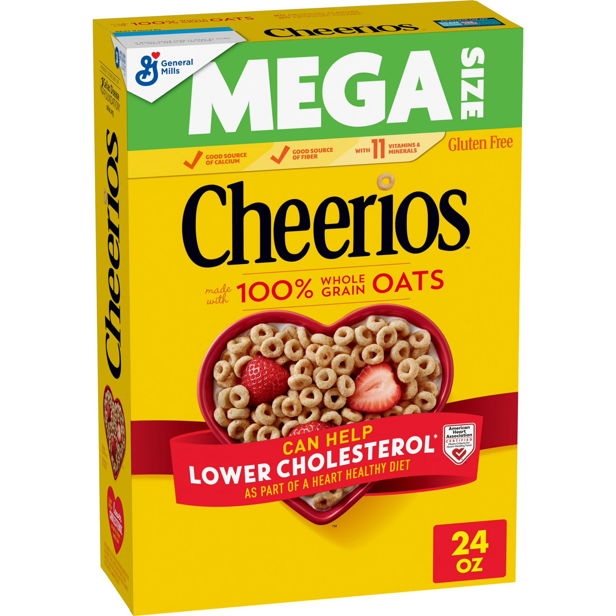 Cheerios, Heart Healthy Gluten Free Breakfast Cereal, Mega Size, 24 oz