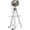 thumbnail image 3 of Vintage Nautical Floor Lamp Spotlight White Wooden Tripod Home & office Decor, 3 of 3