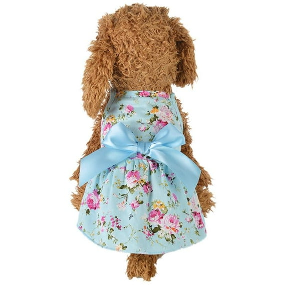 Spring Summer Pet Dog Bowknot Princess Skirt,Cute Floral Dress for Pet Dog Costume