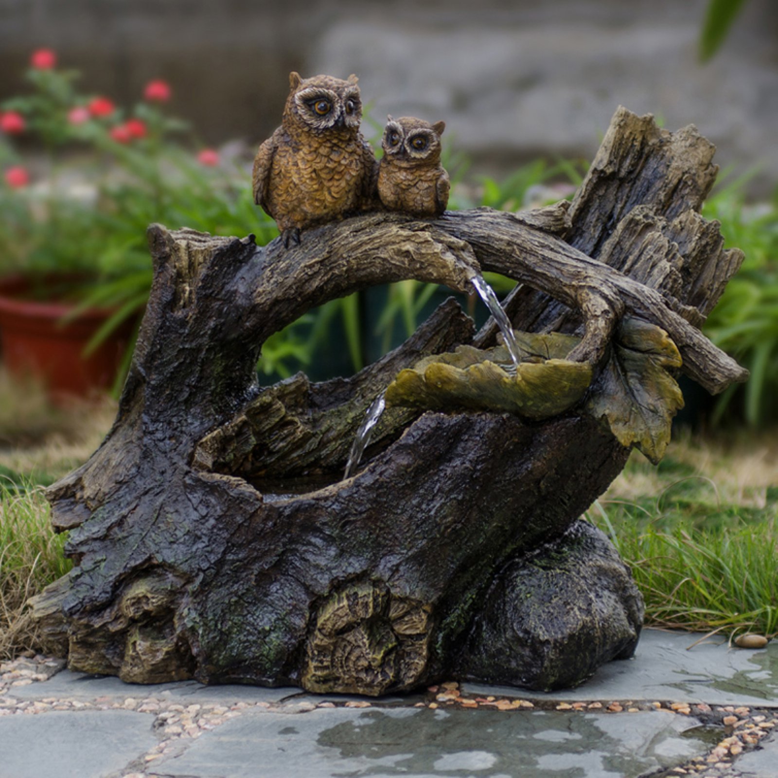 Jeco Tree Trunk and Owls Indoor/Outdoor Fountain