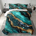 thumbnail image 2 of Erosebridal Black Gold Teal Quilt King, Aesthetic Marble King Coverlet Set, 3-Piece 1 Bedspread and 2 Pillowcases, 2 of 7