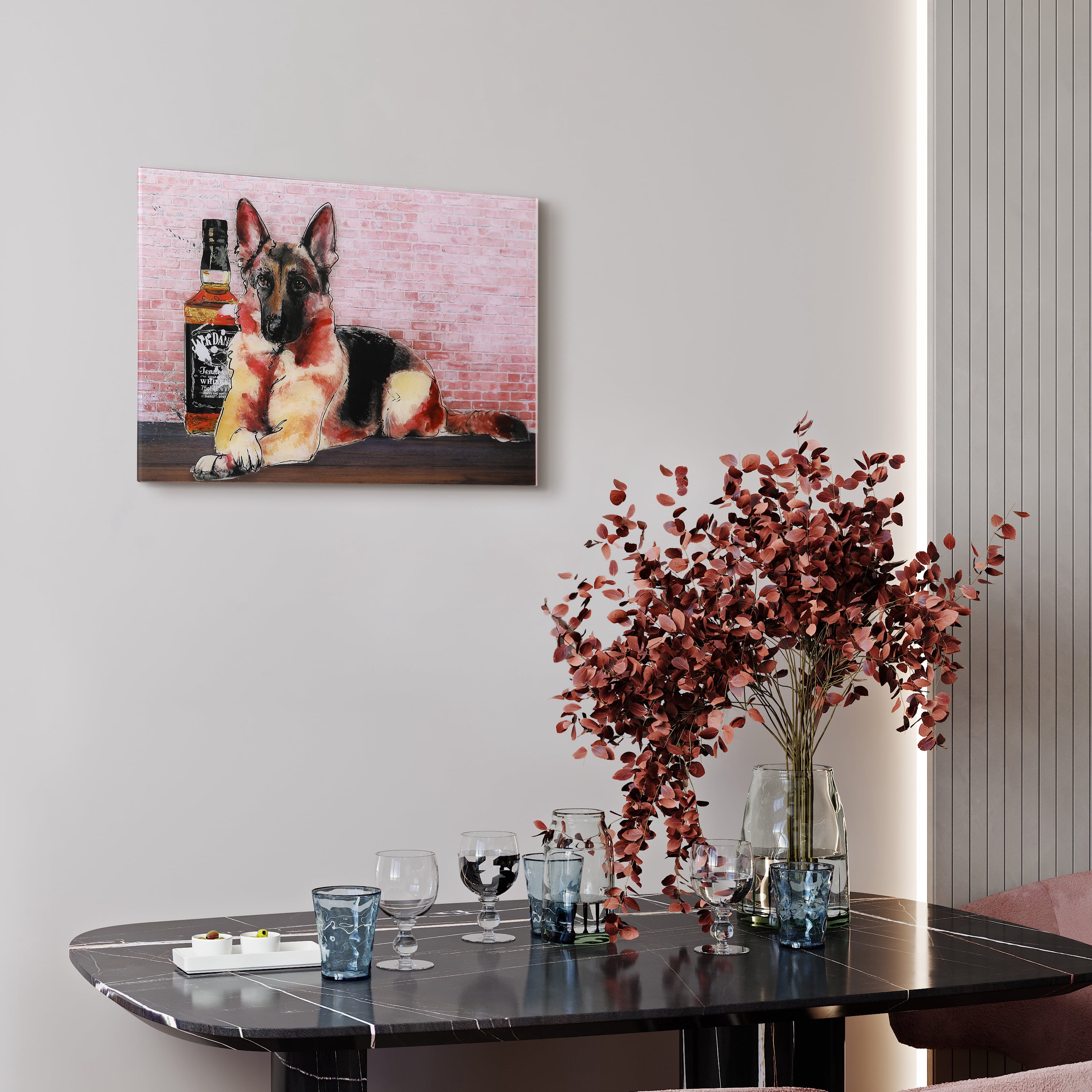 Empire Art Direct German Jack Frameless Free Floating Tempered Glass Panel Graphic Dog Wall Art, 24" x 16", Ready to Hang