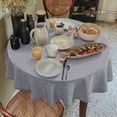 thumbnail image 3 of ICEANT 55 inch Round Tablecloth, Linen Woven Waterproof Table Cover, Solid Textured Linen Spill-Proof Table Cloth, Wrinkle Free Party Tablecloth For Outdoor Indoor, Denim Blue, 3 of 7