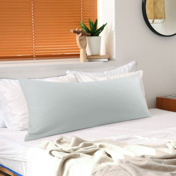 Funda de almohada de cuerpo de microfibra cepillada PiccoCasa, tamaño Queen gris claro