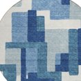 thumbnail image 4 of 8' Navy Blue And Sky Blue Round Abstract Washable Indoor Outdoor Area Rug, 4 of 5