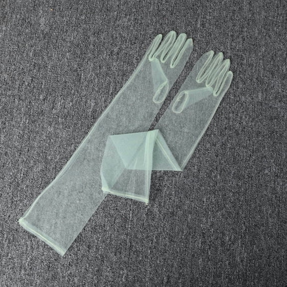 Firefly Hope Women's Super Long Sheer Mesh Tulle Opera Gloves, Sexy Costume Gloves for Christmas, Party & Dance, Light Green