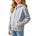 thumbnail image 6 of Girls Zip up Hoodie: Lightweight Hooded Jackets with Side Pocket Lightweight Casual Solid Long Sleeve Front Zipper Fleece Sweatshirt with Hood, 2-3 Years, 6 of 8