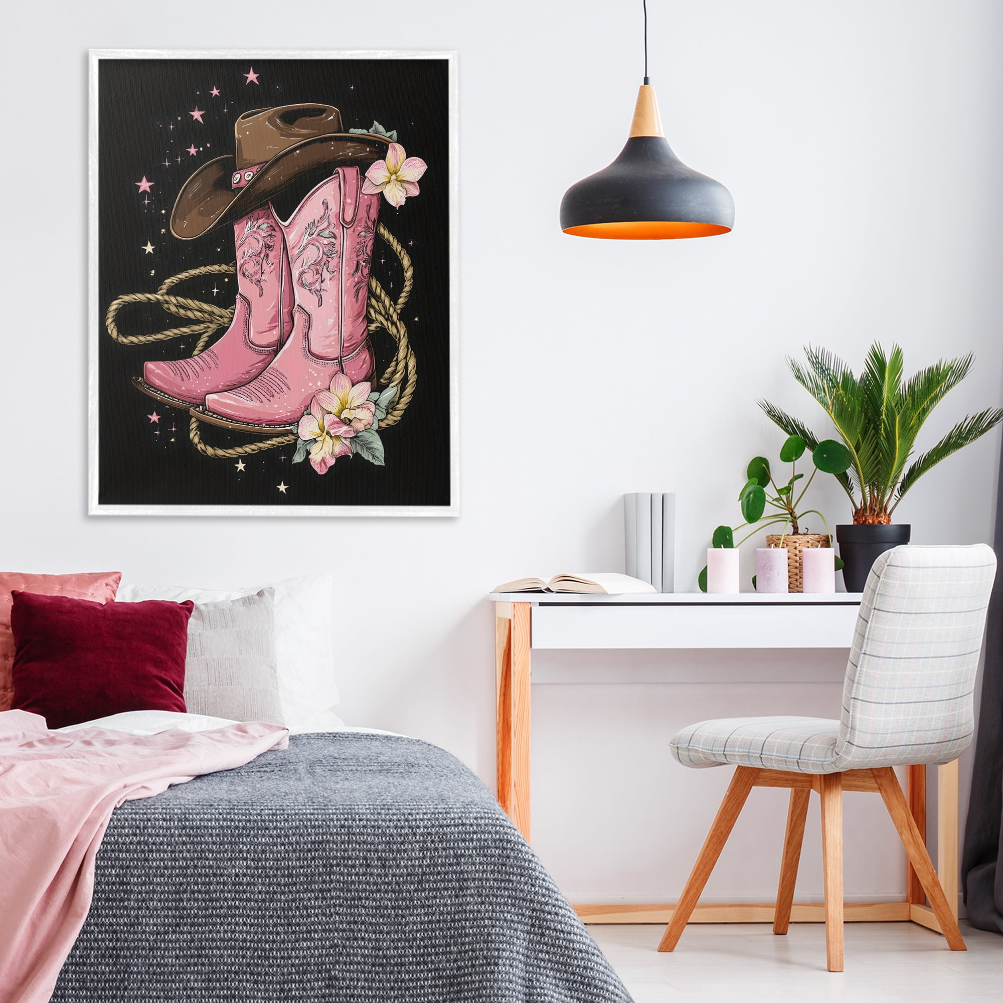 Stupell Industries Western Chic Pink Boots White Framed Giclee Art, design by Creative Studio