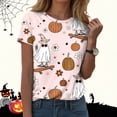 thumbnail image 2 of CAICJ98 Halloween T Shirts for Women Funny Pumpkin Graphic Short Sleeve Shirt Casual Fall Tee Tops Women's Halloween Shirt (Light Pink,5XL), 2 of 8